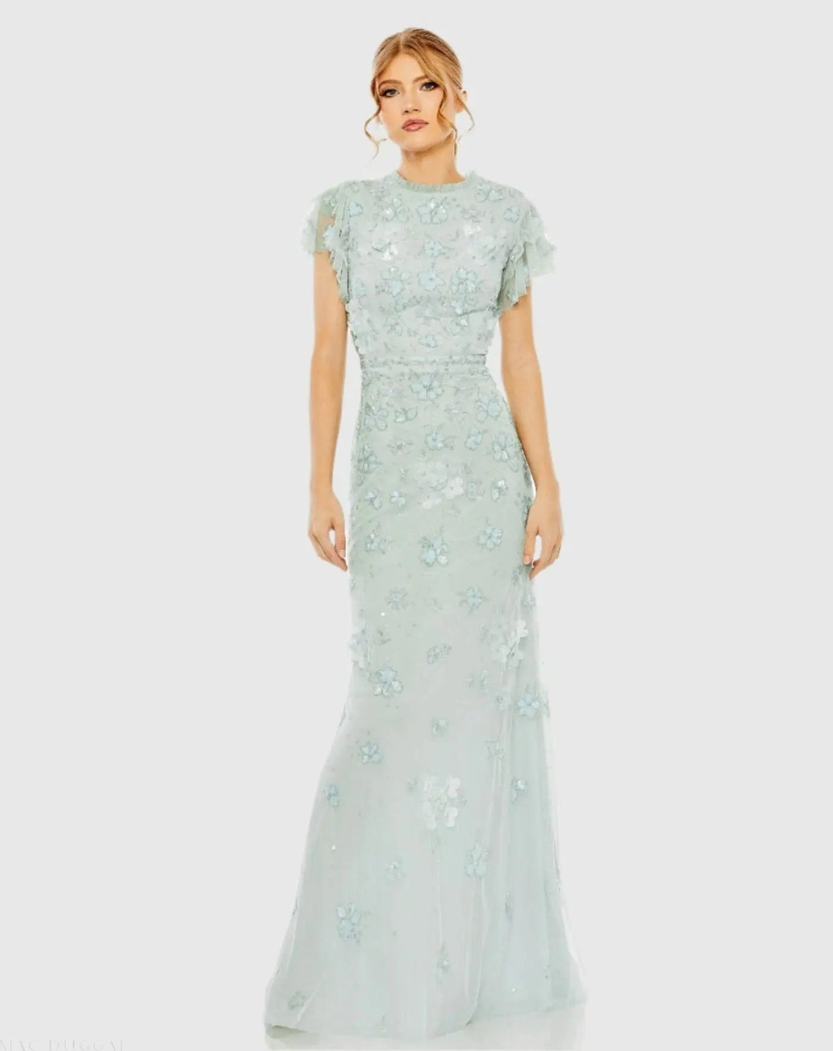 Women's Blue Dress Floral - Blue Sequin Ruffle