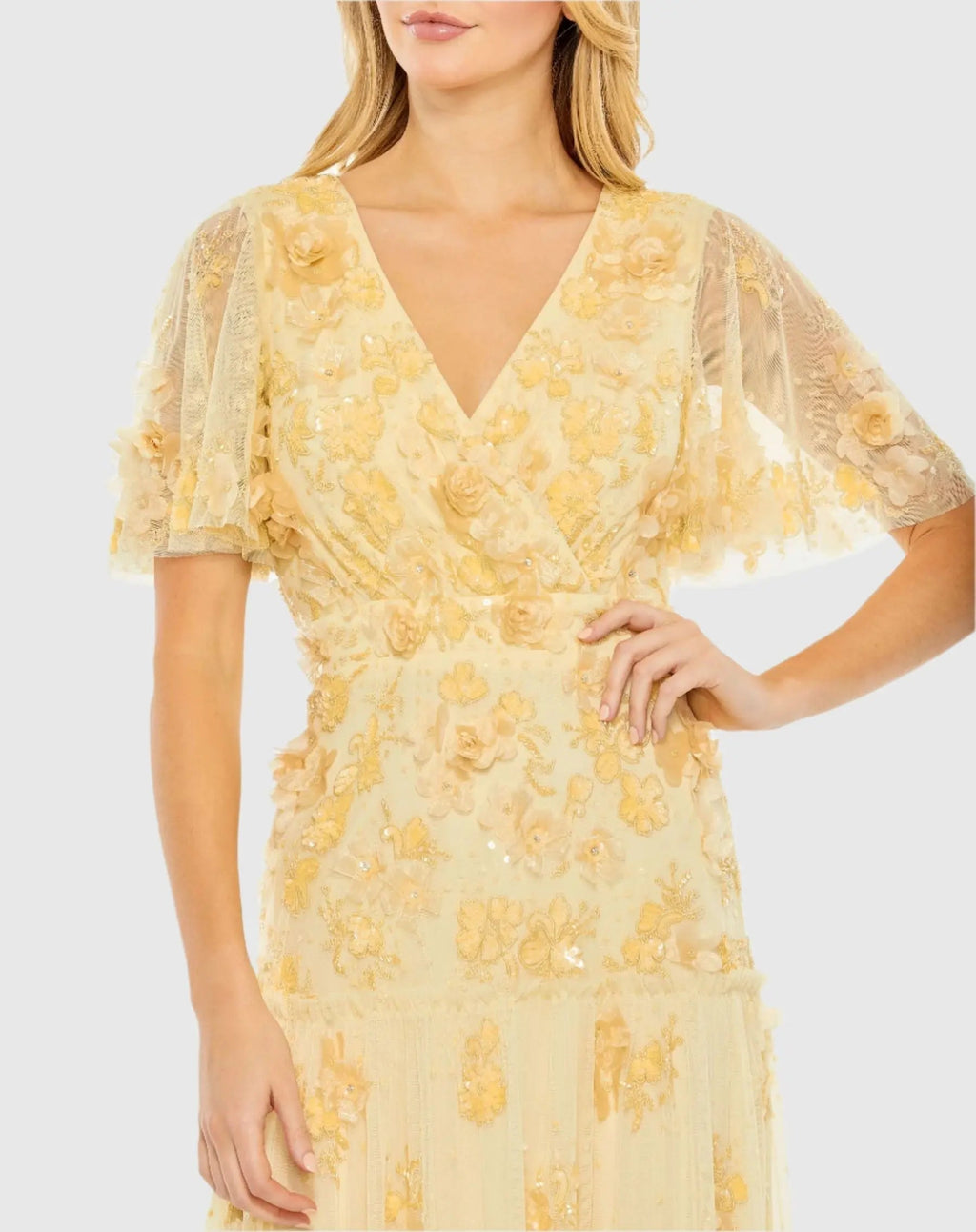 Women's Yellow Dress Floral - Yellow Sequin Ruffle