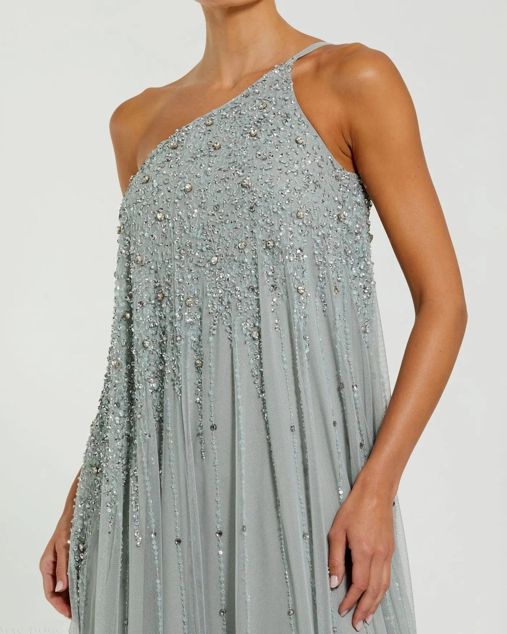 Women's Green Dress One Shoulder - Green Sequin One-Shoulder