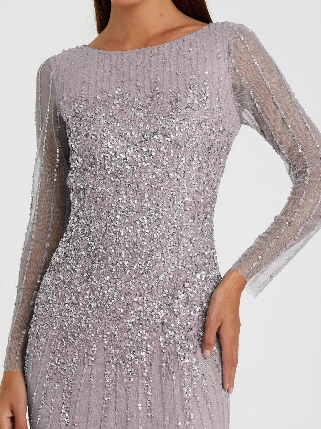 Women's Purple Dress Sequin - Black Mesh
