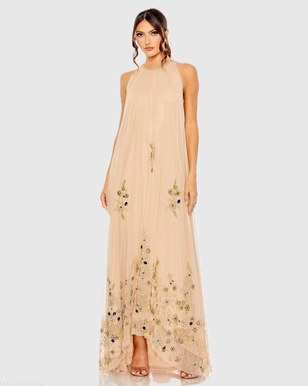 Women's Beige Dress Floral - Beige Sequin