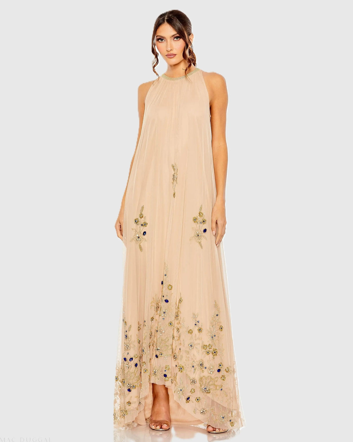 Women's Beige Dress Floral - Beige Sequin