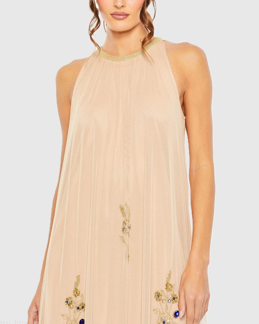 Women's Beige Dress Floral - Beige Sequin