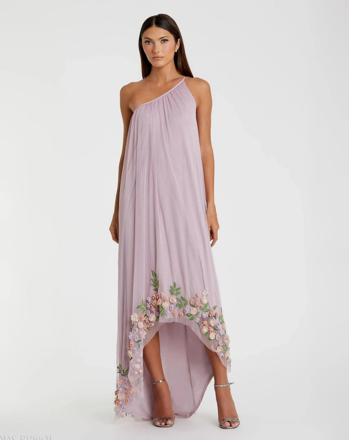 Women's Purple Dress One Shoulder - Red Sequin Floral