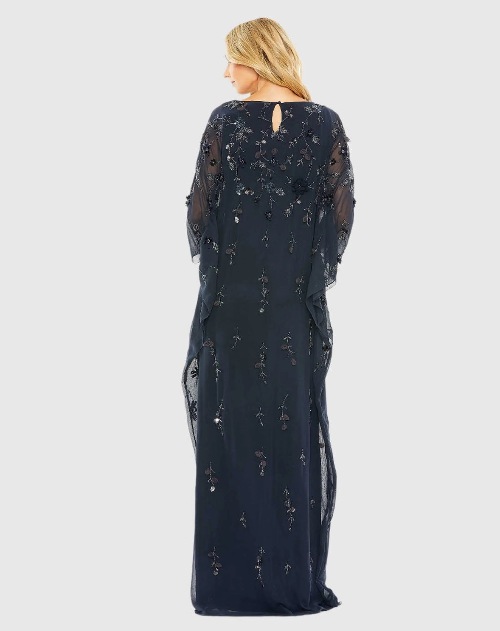 Women's Navy Dress Floral - Navy Sequin Chiffon