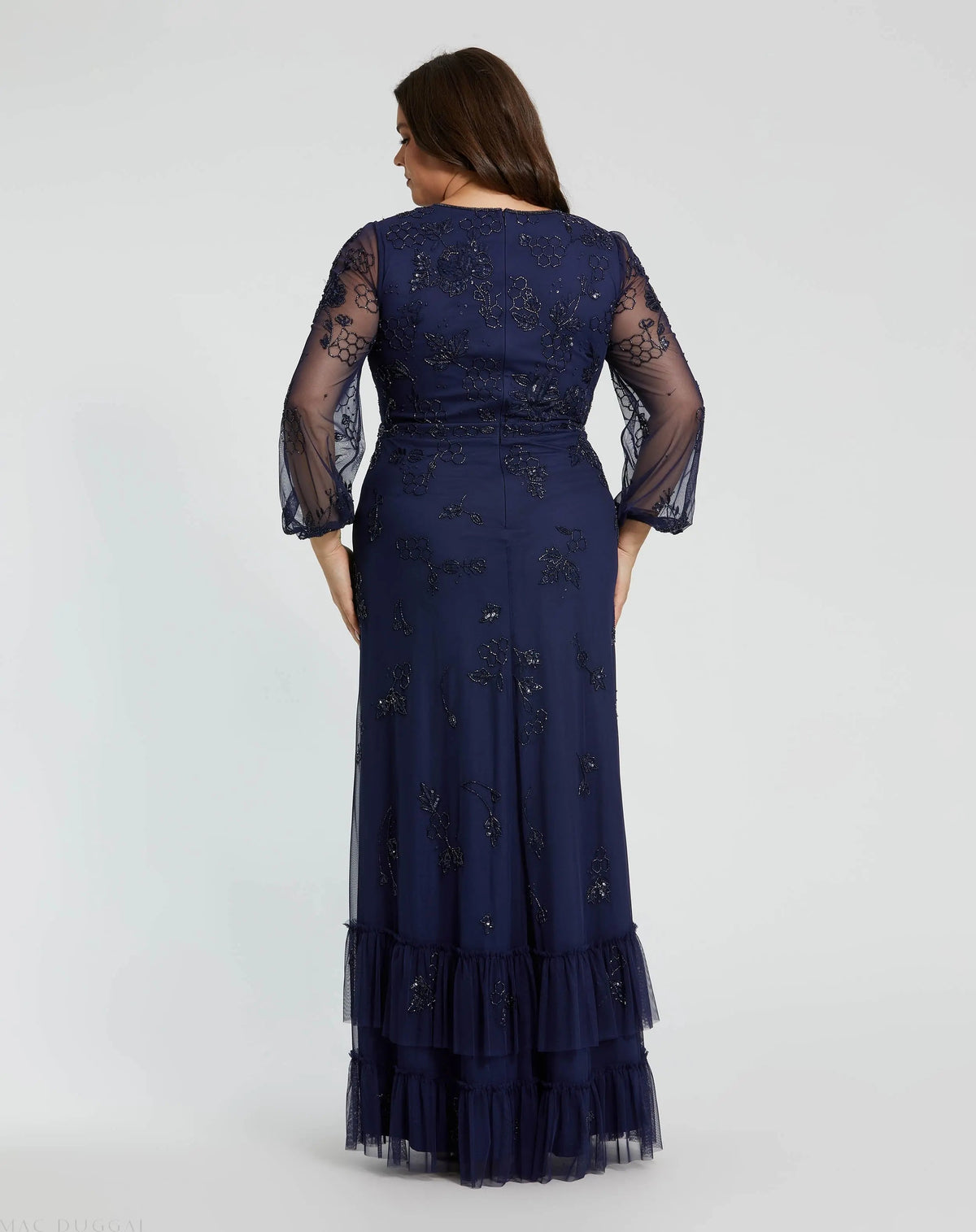 Women's Navy Dress - Black Floral Mesh