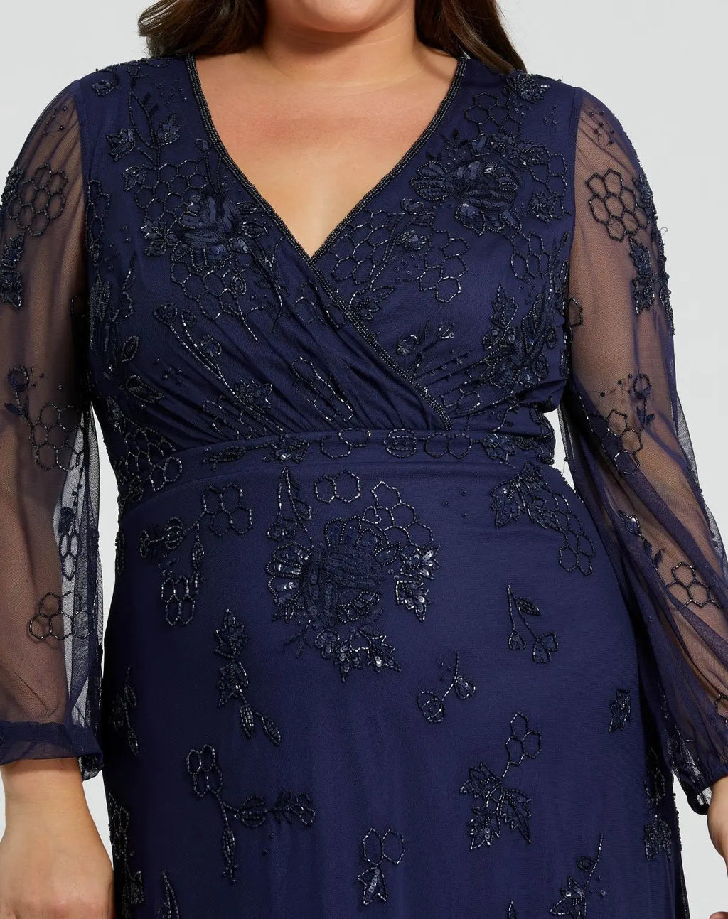 Women's Navy Dress - Black Floral Mesh