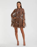 Women's Brown Dress - Brown Satin Sequin