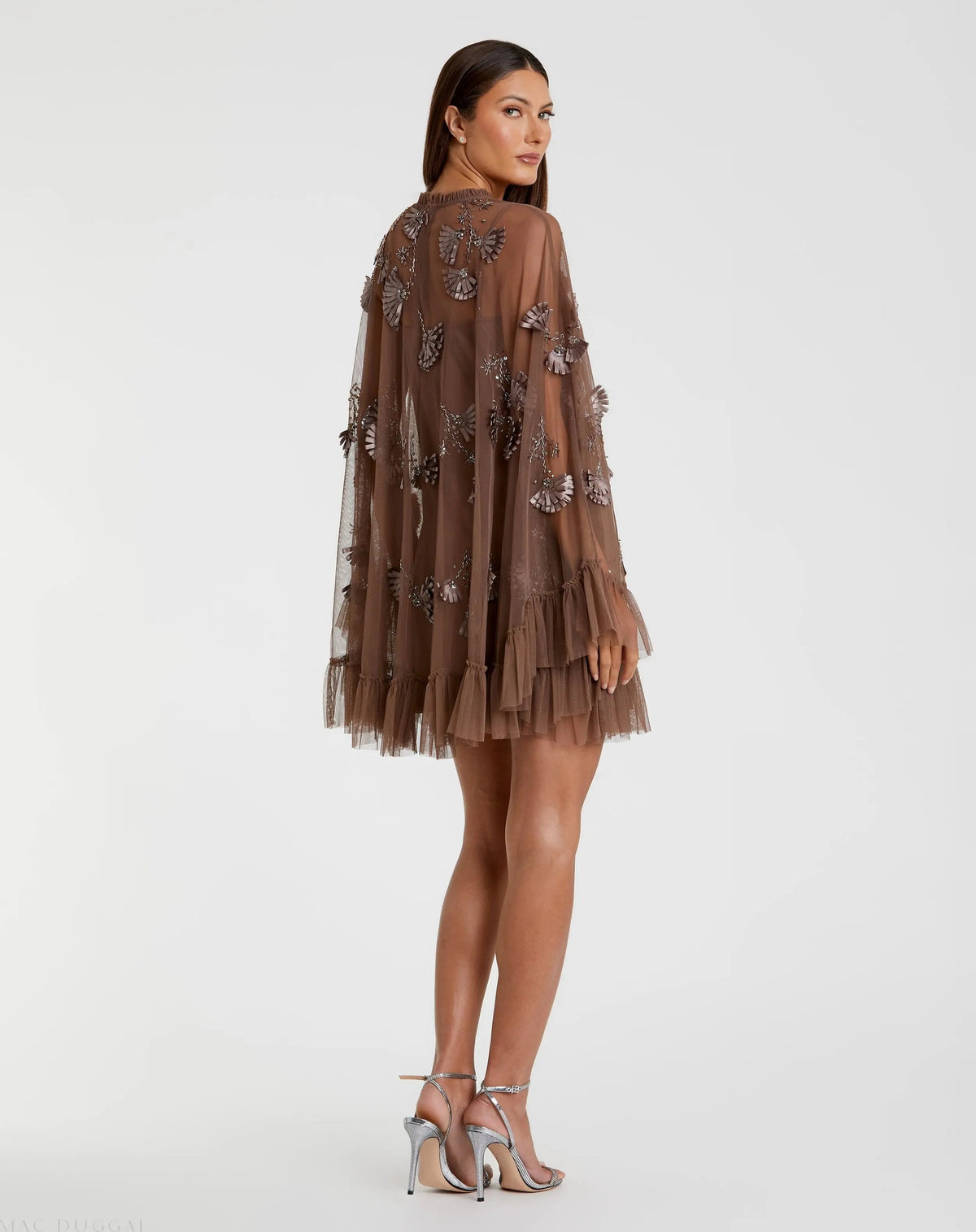 Women's Brown Dress - Brown Satin Sequin