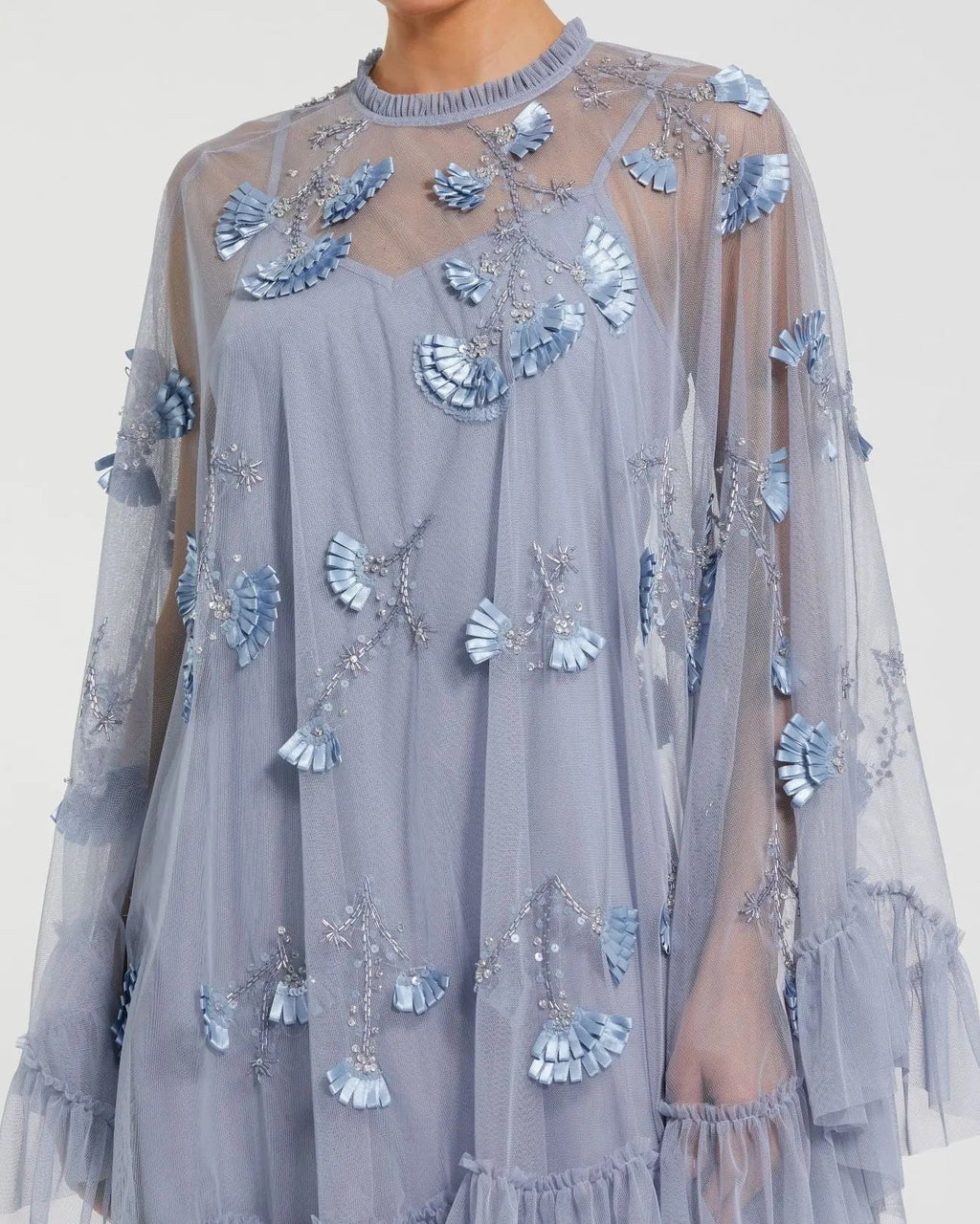 Women's Blue Dress - Blue Satin Sequin