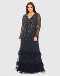 Women's Navy Dress - Navy Sequin Ruffle