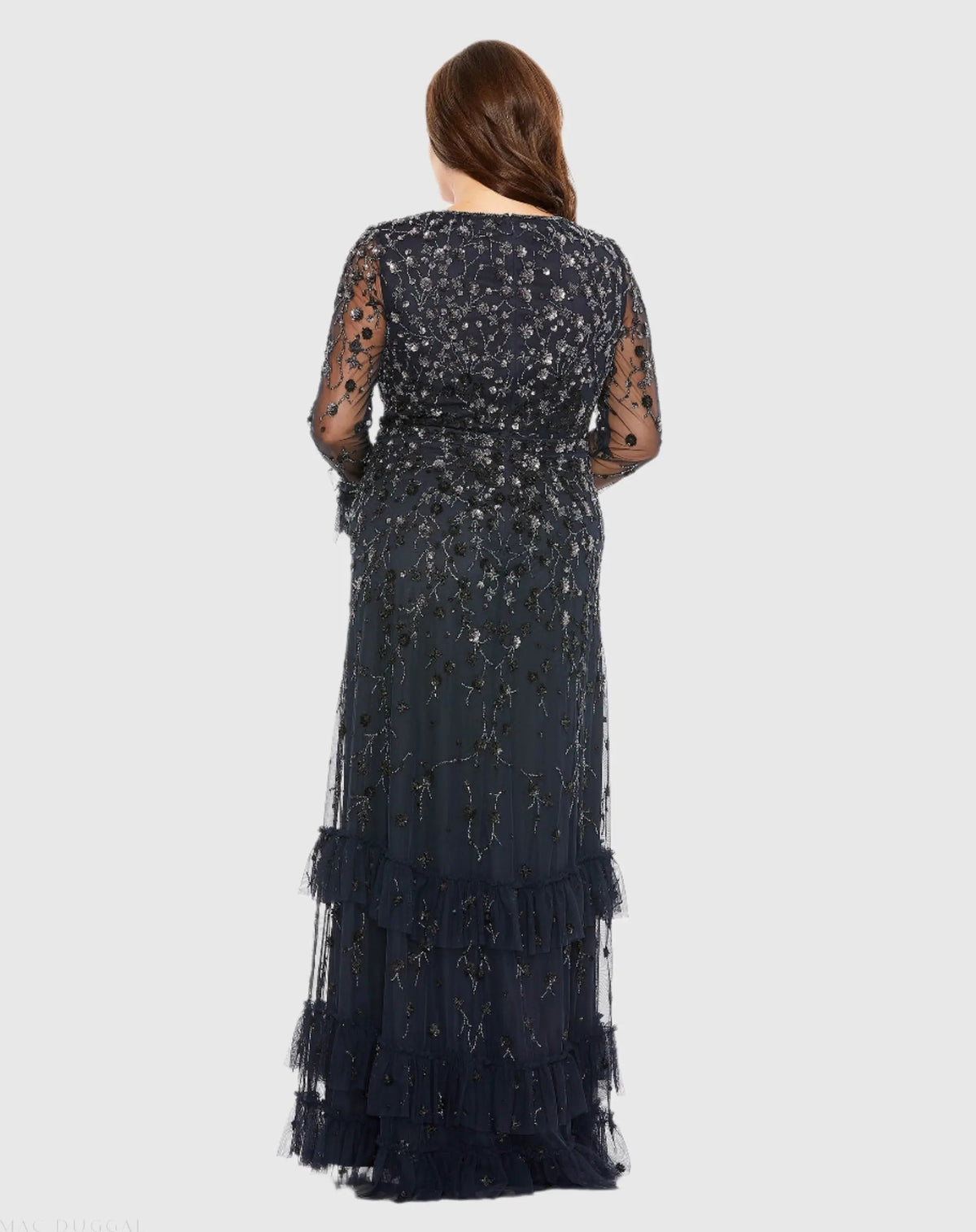 Women's Navy Dress - Navy Sequin Ruffle