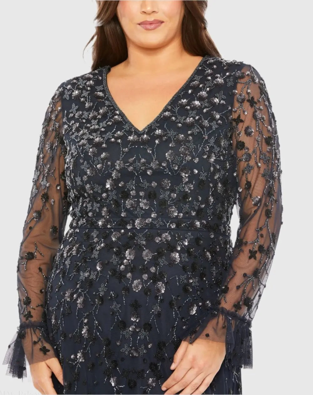 Women's Navy Dress - Navy Sequin Ruffle