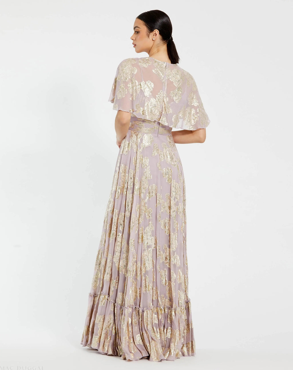 Women's Purple Dress Floral - Purple Ruffle Pleated