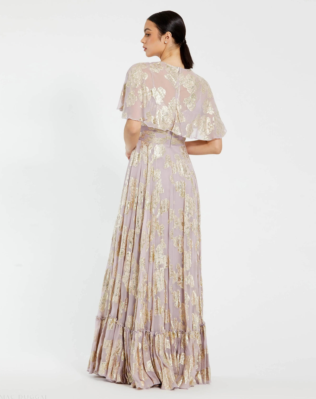 Women's Purple Dress Floral - Purple Ruffle Pleated