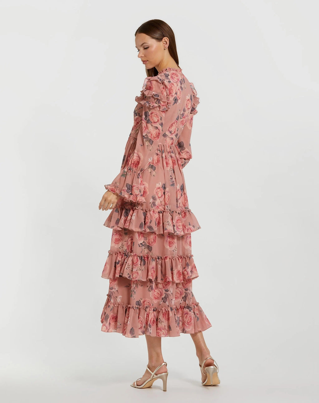 Women's Pink Dress Lace - Pink Floral Ruffle
