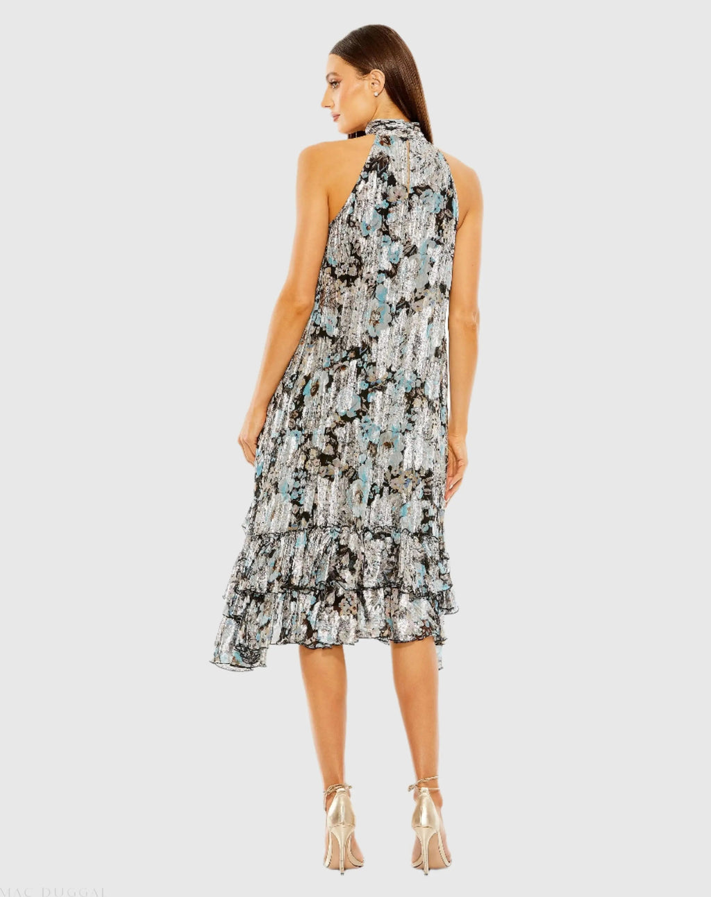 Women's Black Mini Dress Floral - Black Ruffle Cutout