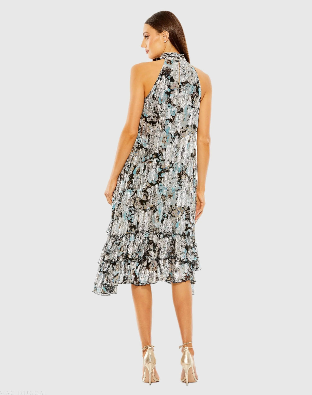 Women's Black Mini Dress Floral - Black Ruffle Cutout
