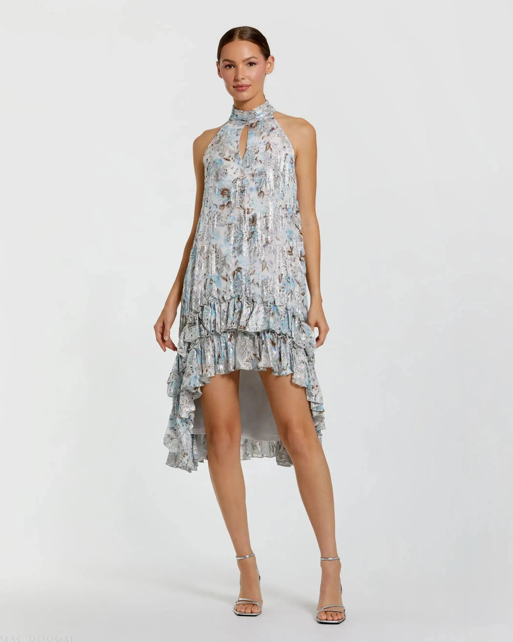 Women's Mini Dress Floral - White Ruffle Halter