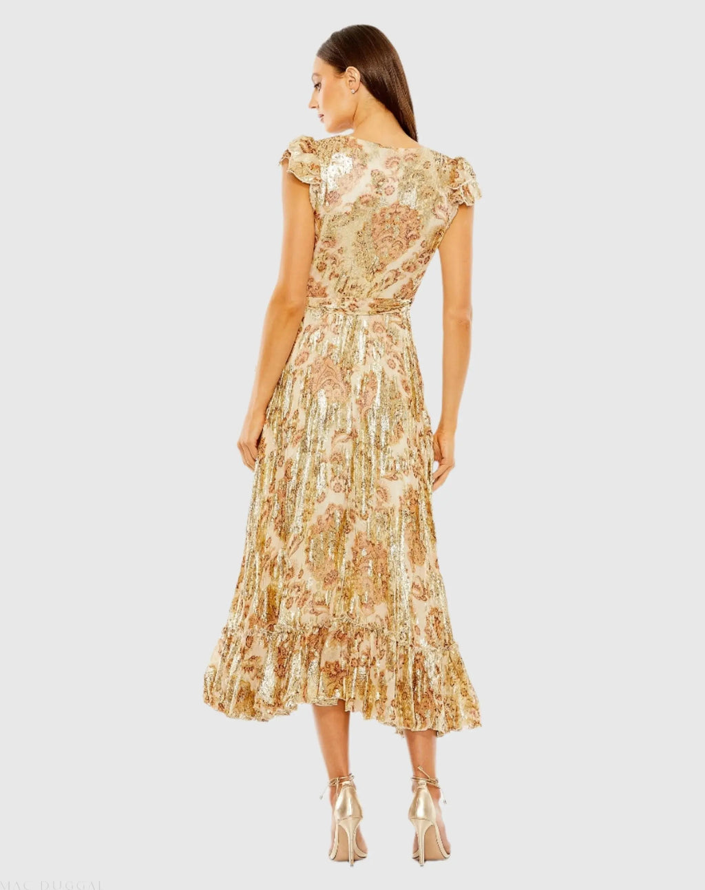 Women's Beige Dress Floral - Beige Ruffle Chiffon