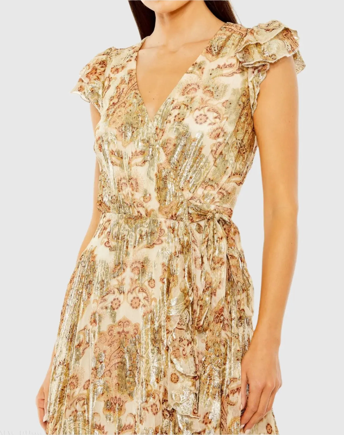 Women's Beige Dress Floral - Beige Ruffle Chiffon