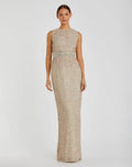 Women's Beige Dress Sequin Sleeveless - 93603 Nude