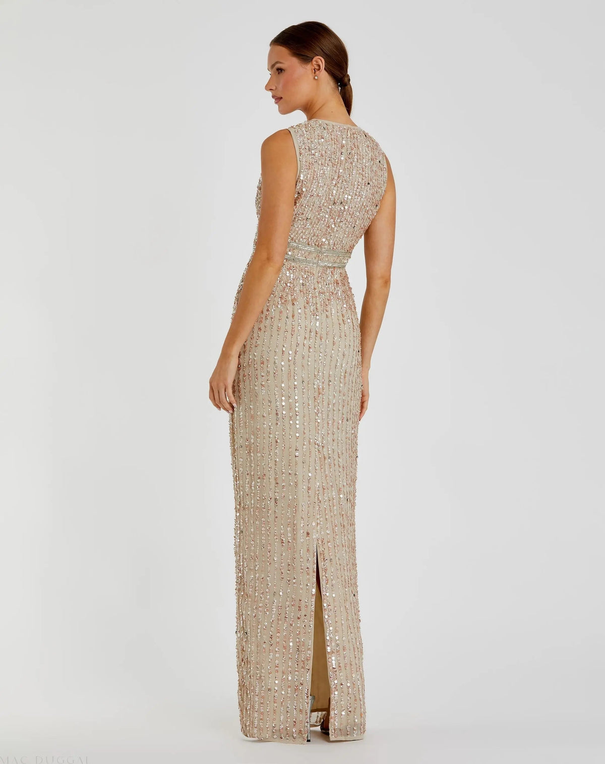 Women's Beige Dress Sequin Sleeveless - 93603 Nude