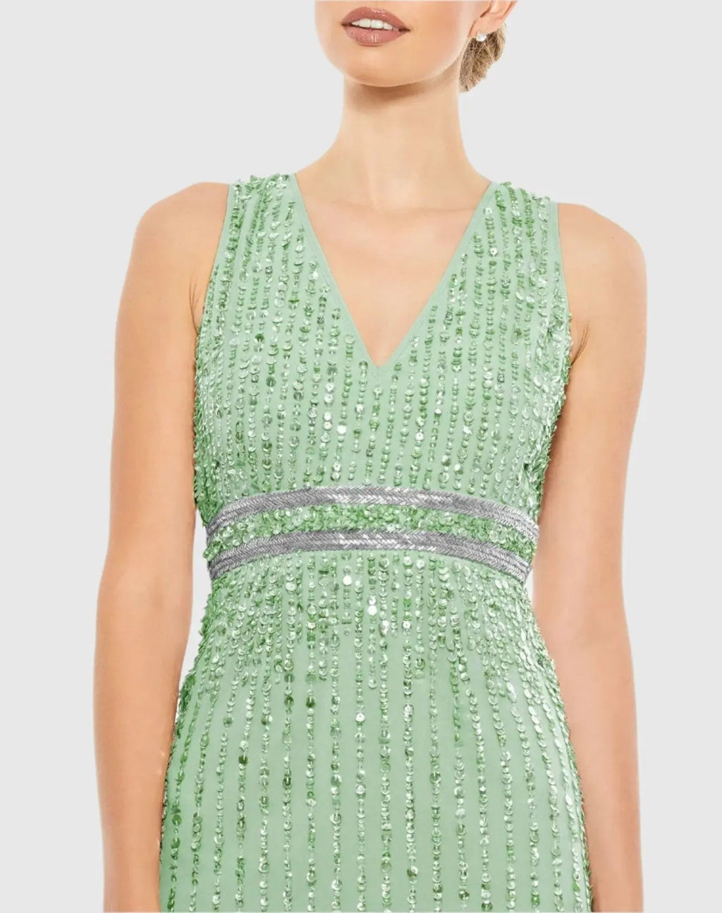 Women's Green Midi Dress Sequin Sleeveless