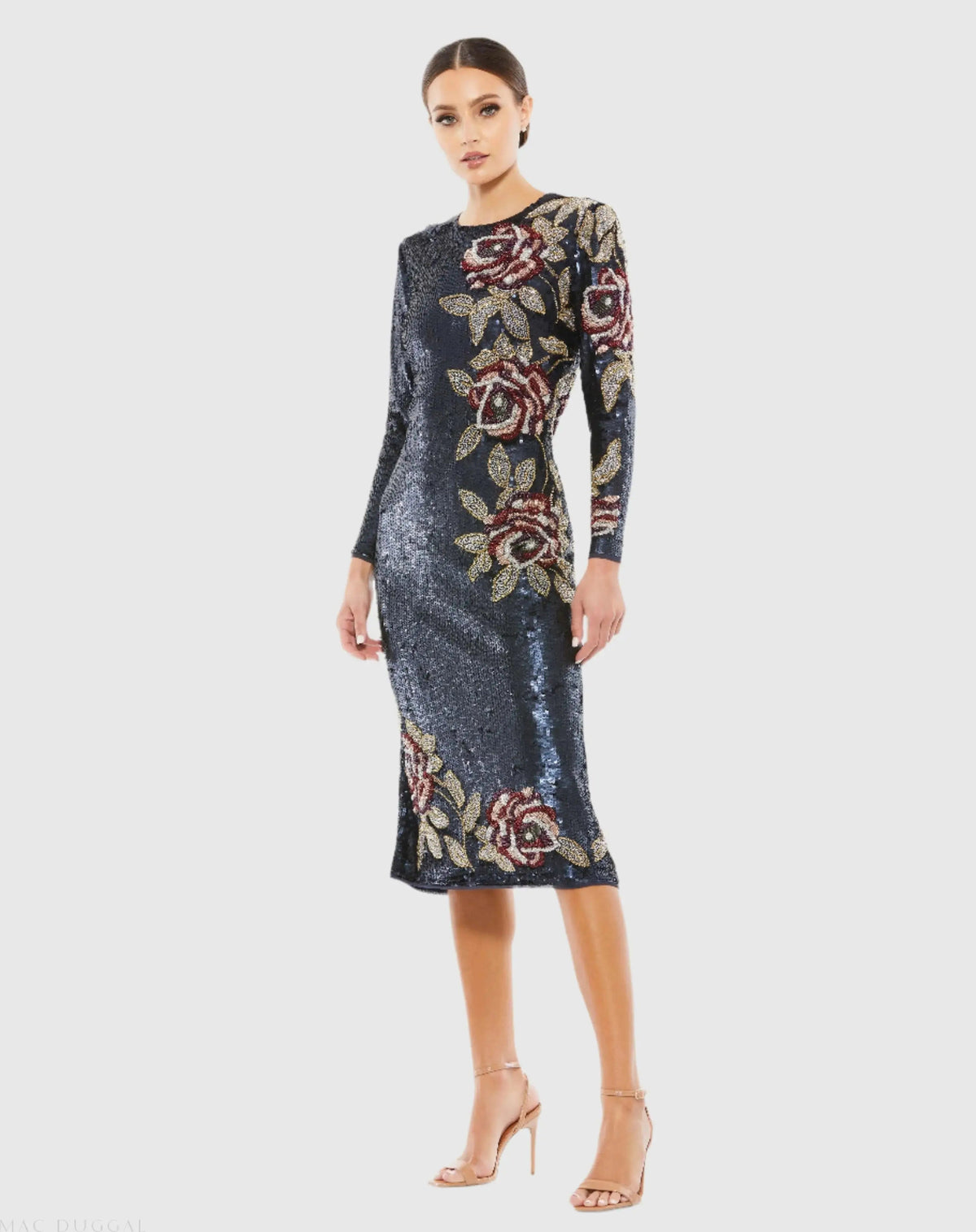 Women's Midi Dress Floral Sequin - Mesh