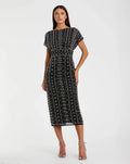 Women's Black Midi Dress - Black Chiffon