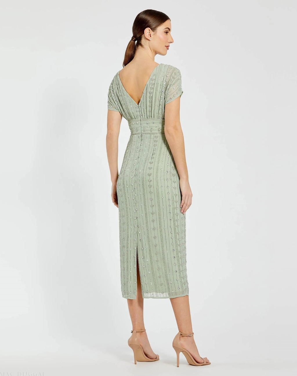 Women's Green Midi Dress - Green Chiffon