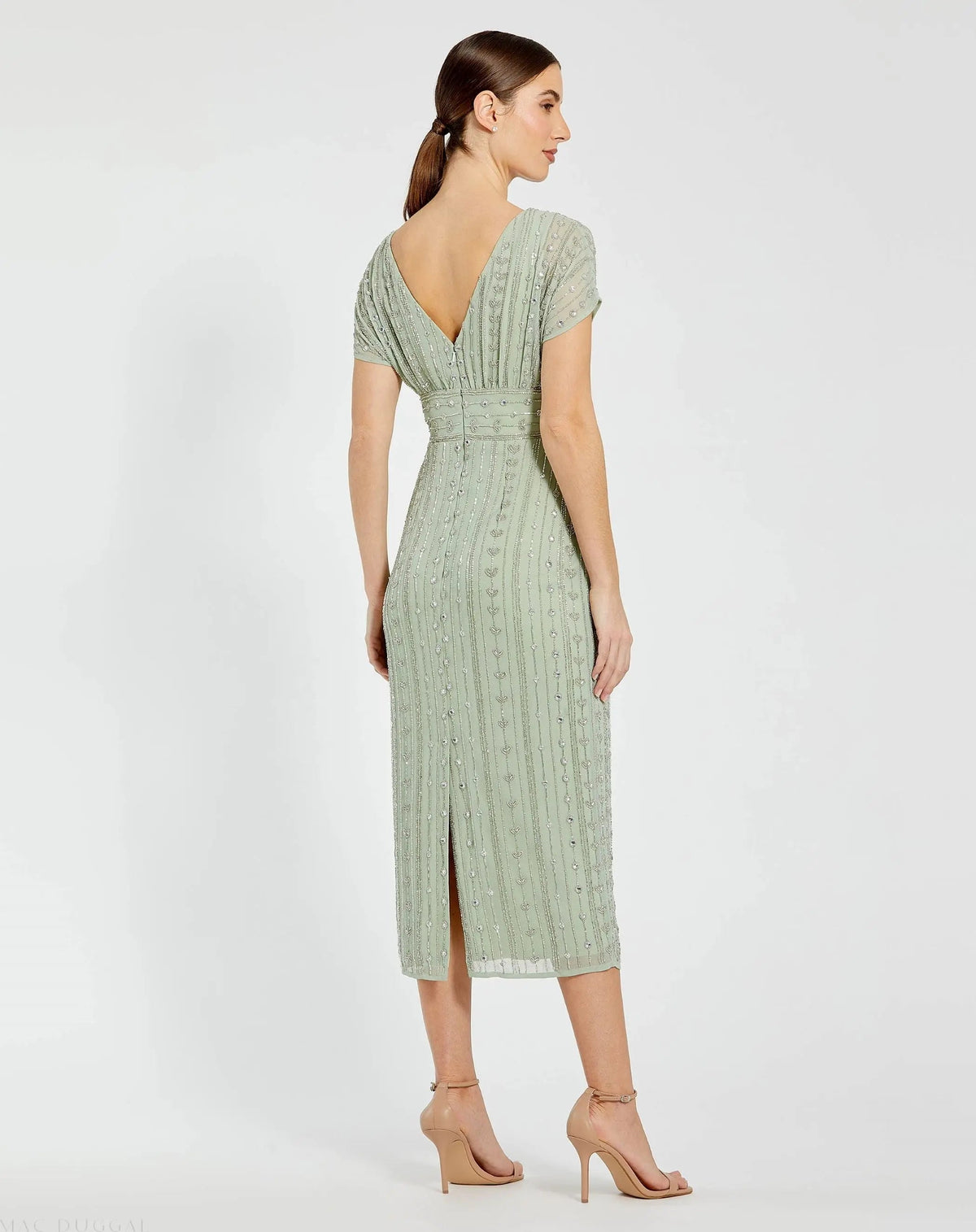 Women's Green Midi Dress - Green Chiffon