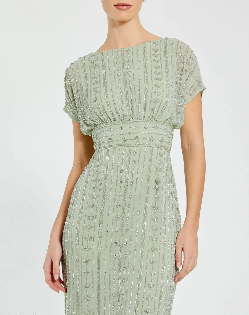 Women's Green Midi Dress - Green Chiffon