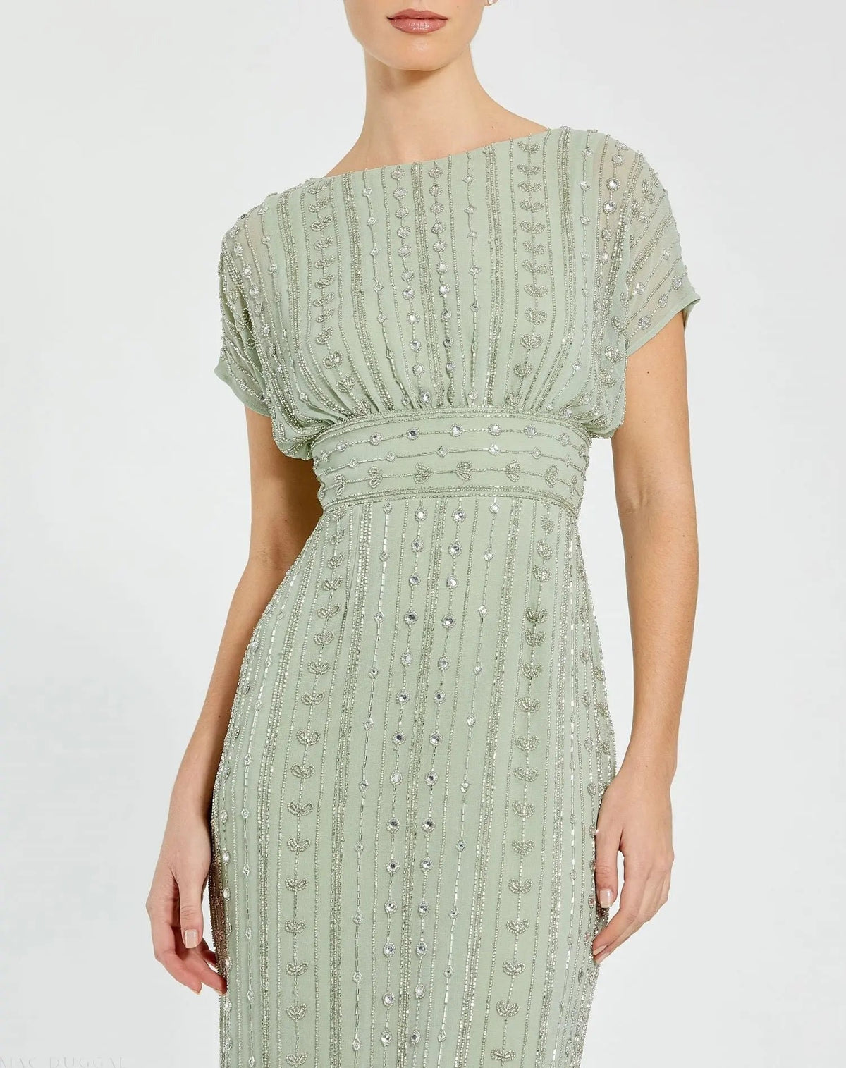Women's Green Midi Dress - Green Chiffon