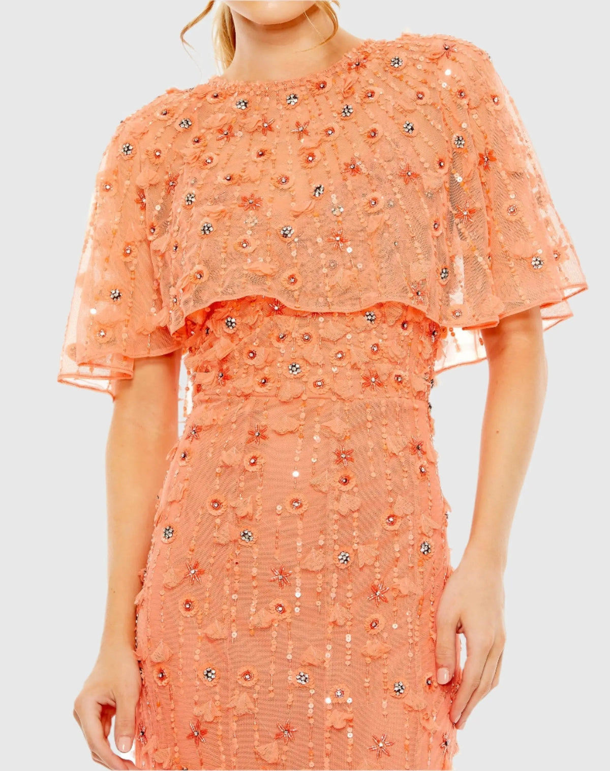 Women's Orange Dress - Red Sequin Floral