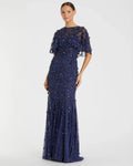 Women's Navy Dress - Red Sequin Floral