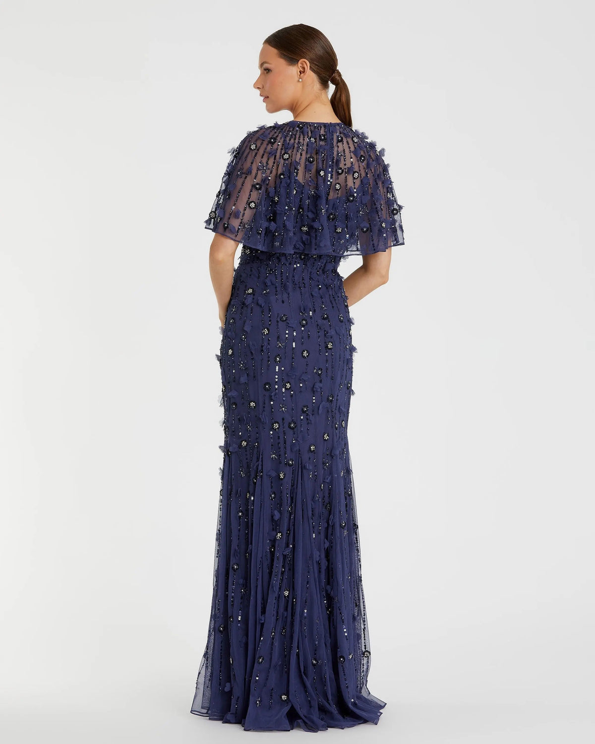 Women's Navy Dress - Red Sequin Floral
