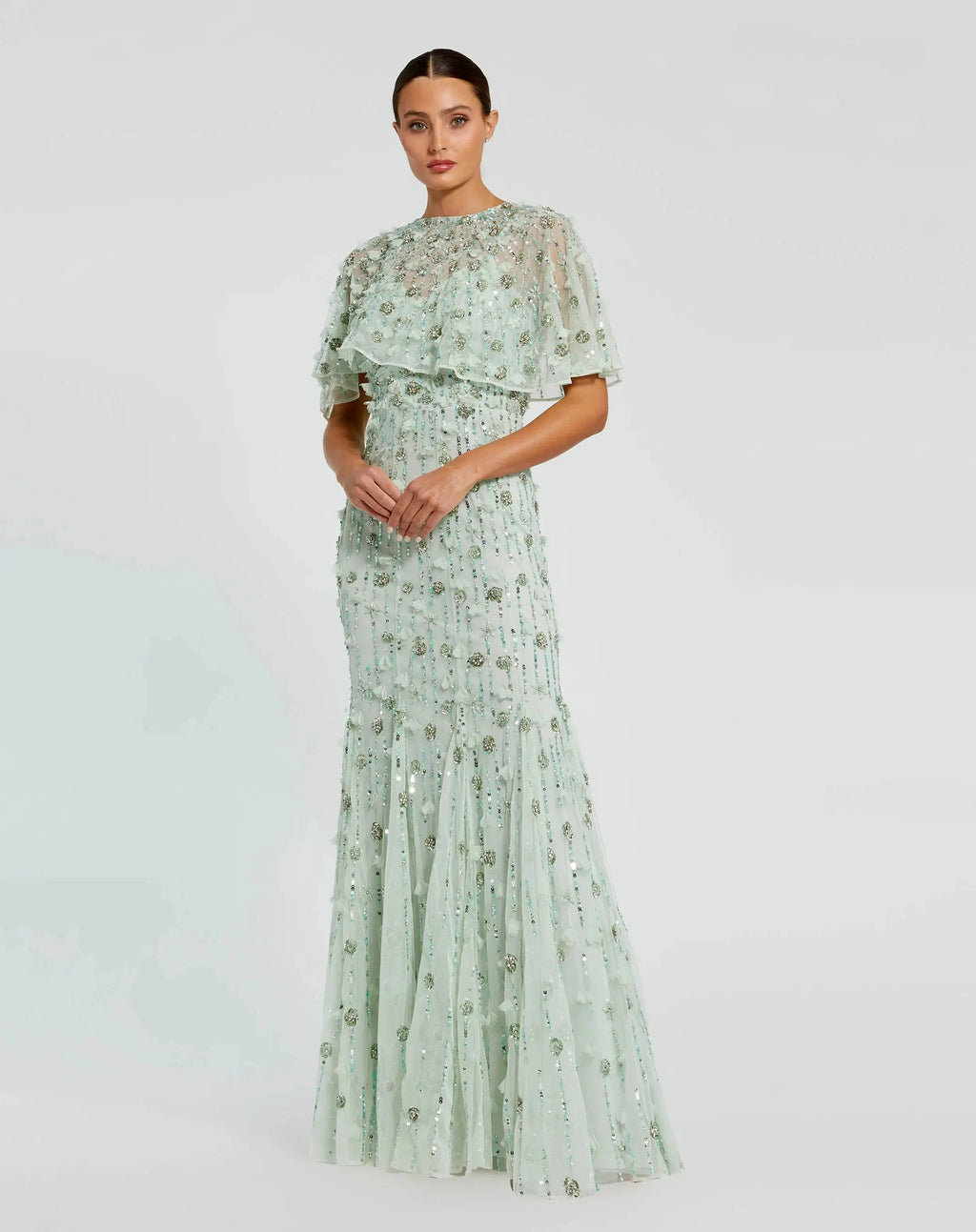 Women's Green Dress - Red Sequin Floral