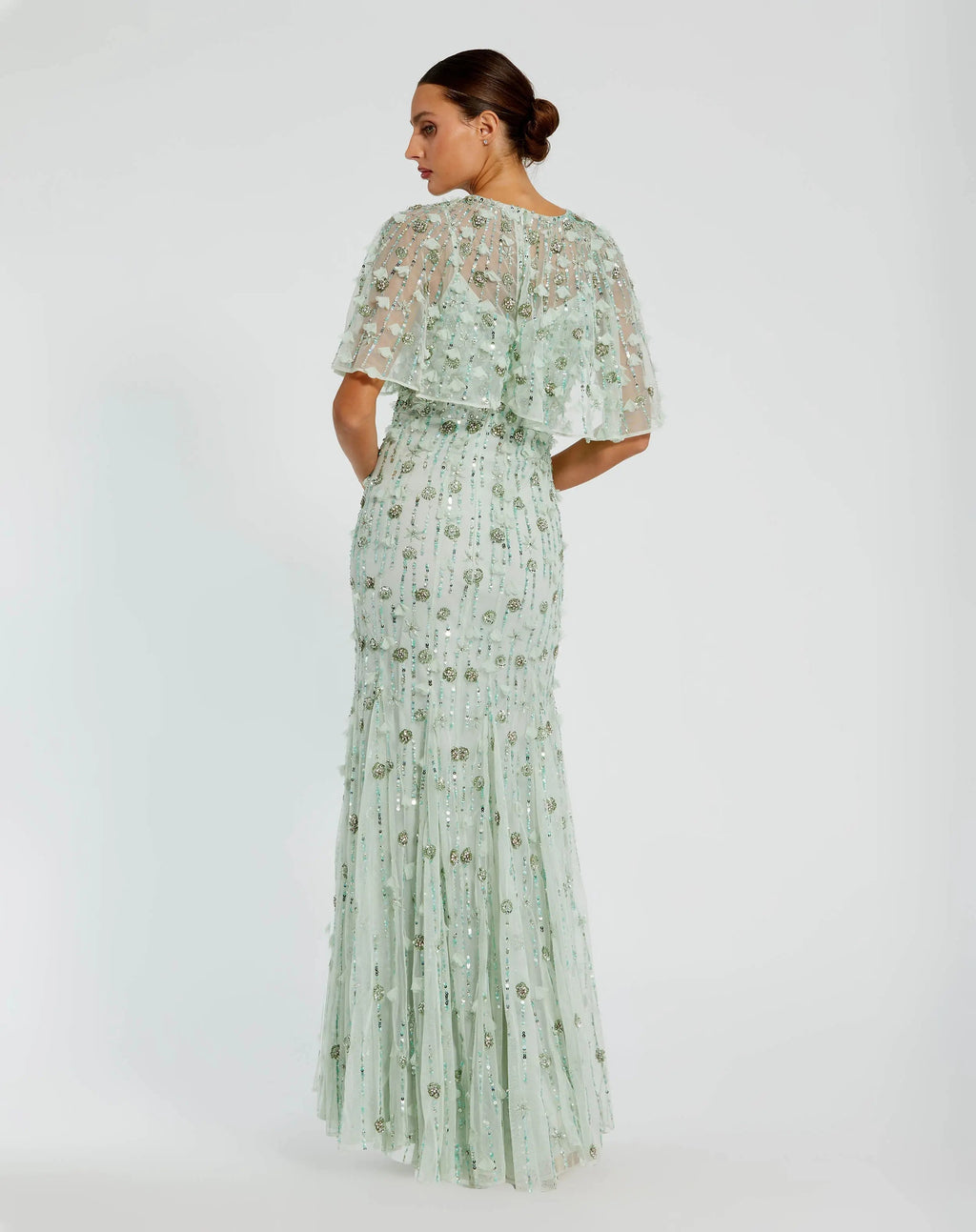 Women's Green Dress - Red Sequin Floral