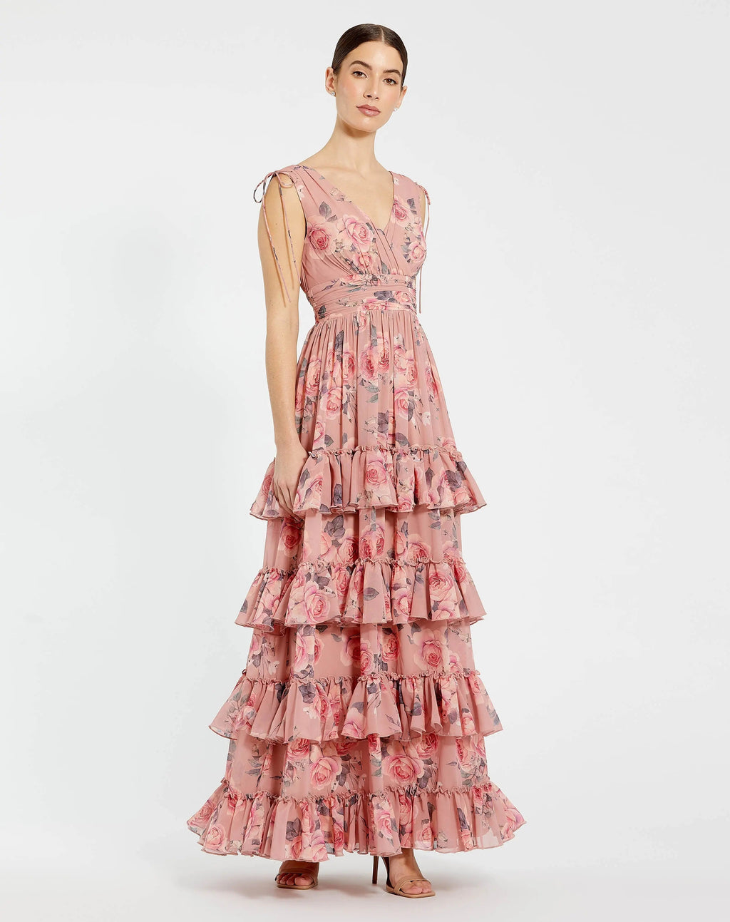 Women's Pink Dress Floral - Pink Ruffle Chiffon