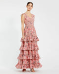 Women's Pink Dress Floral - Pink Ruffle Chiffon