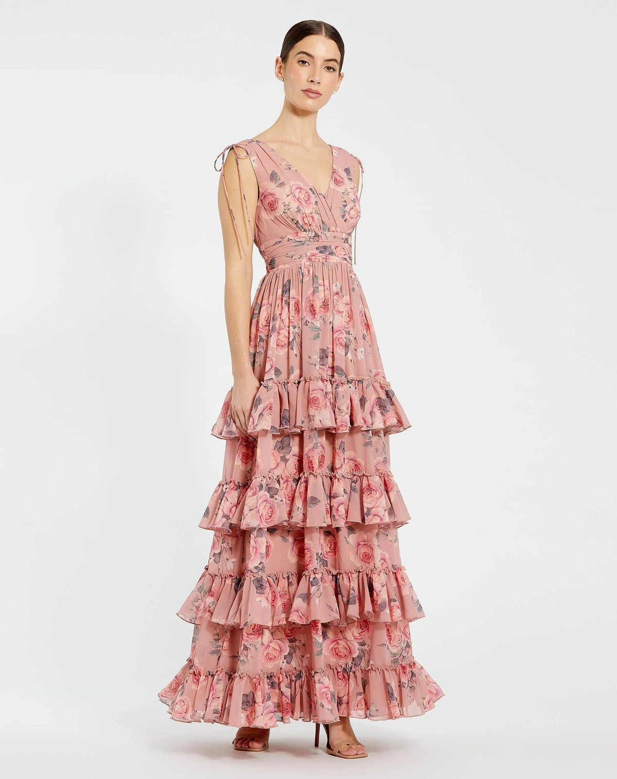 Women's Pink Dress Floral - Pink Ruffle Chiffon