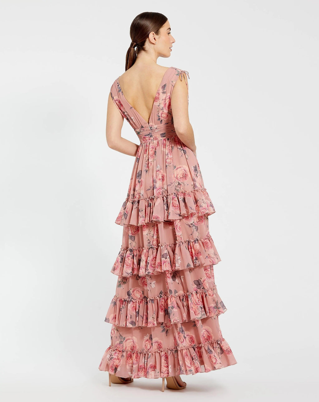 Women's Pink Dress Floral - Pink Ruffle Chiffon