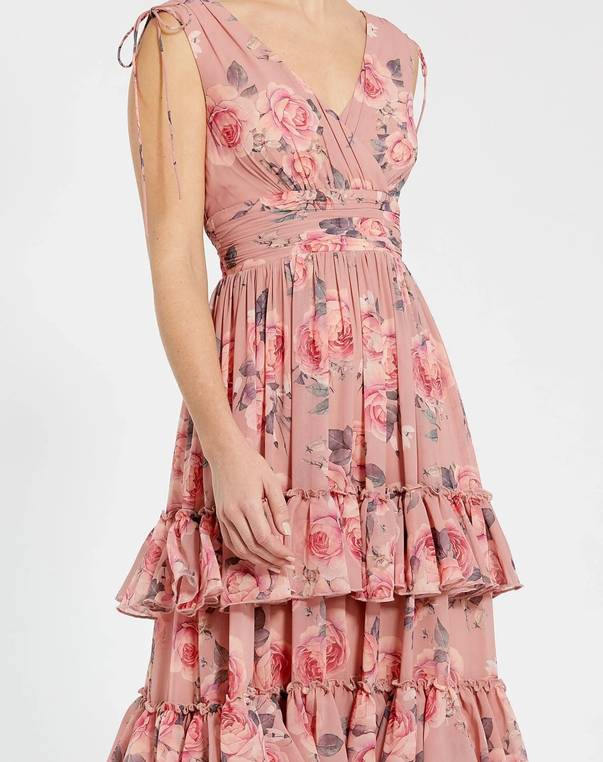 Women's Pink Dress Floral - Pink Ruffle Chiffon