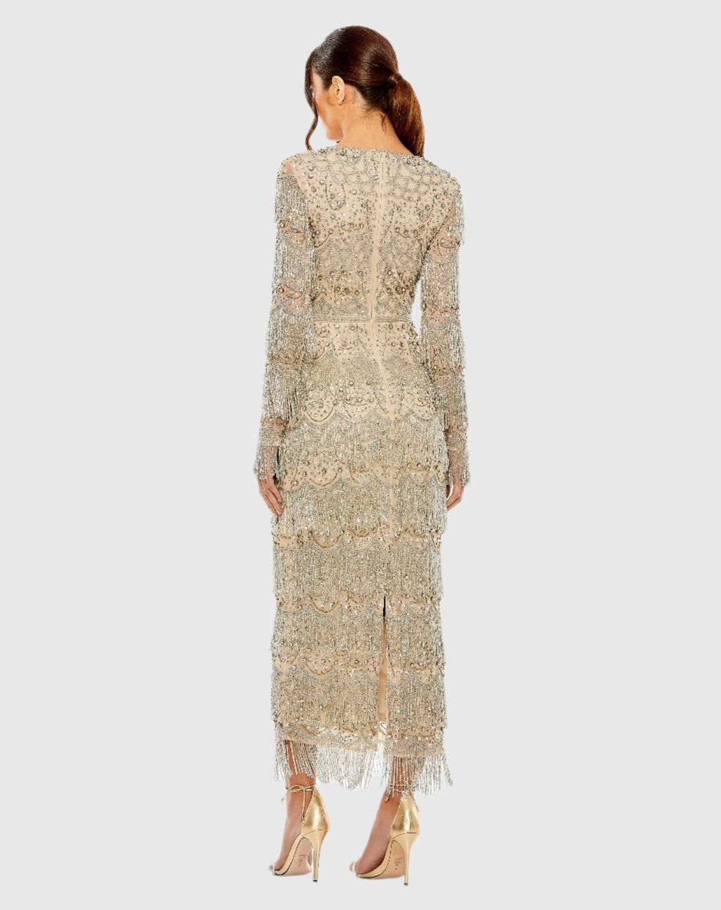 Women's Beige Dress - Red Sequin