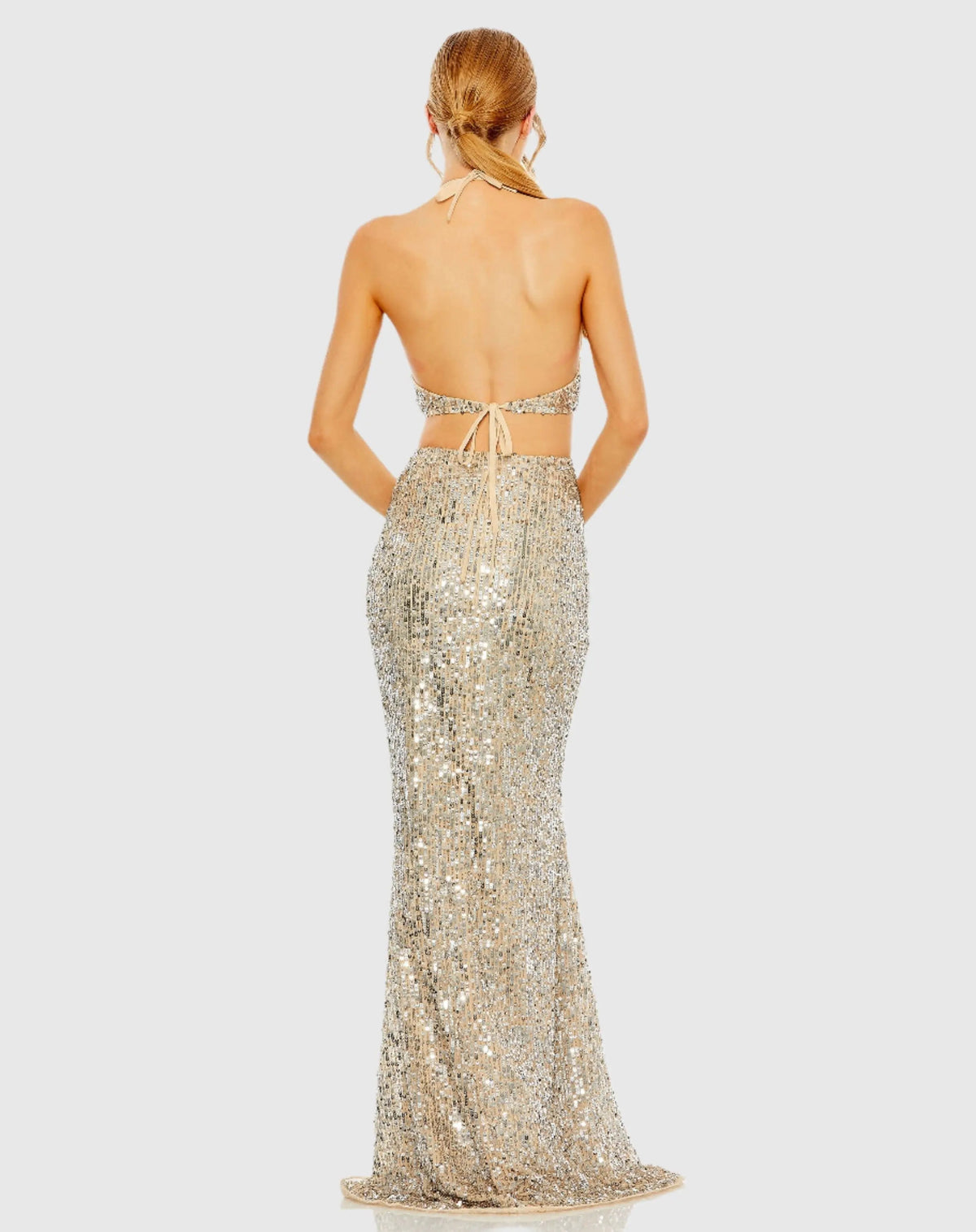Women's Beige Dress Sequin Halter
