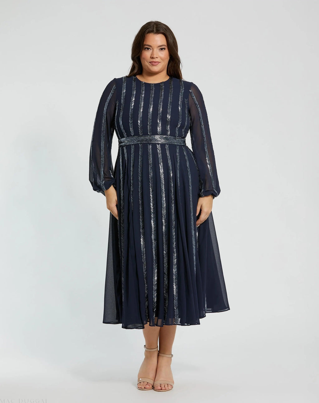 Women's Navy Dress Sequin - Navy Mesh