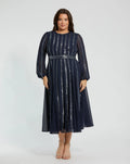 Women's Navy Dress Sequin - Navy Mesh