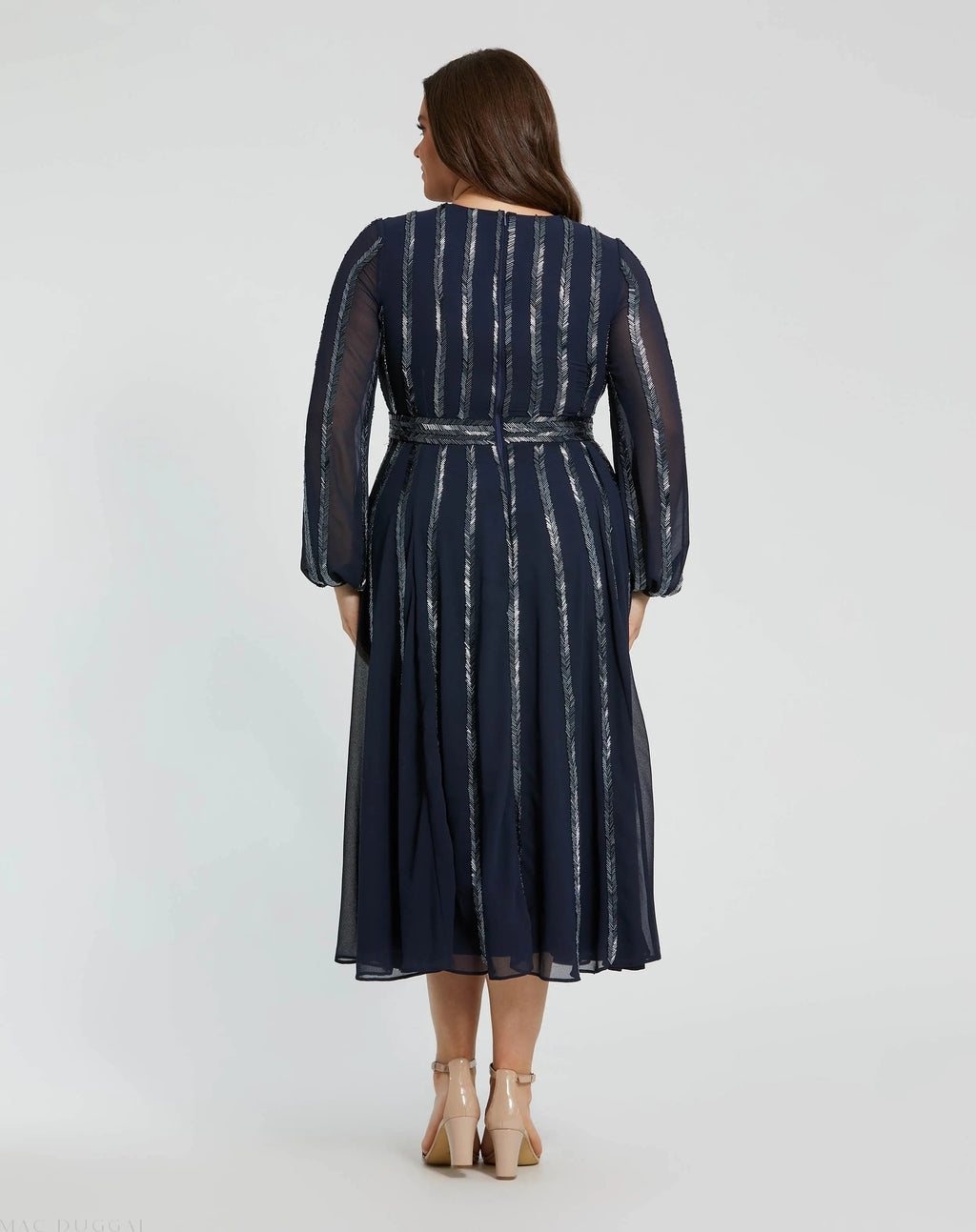 Women's Navy Dress Sequin - Navy Mesh