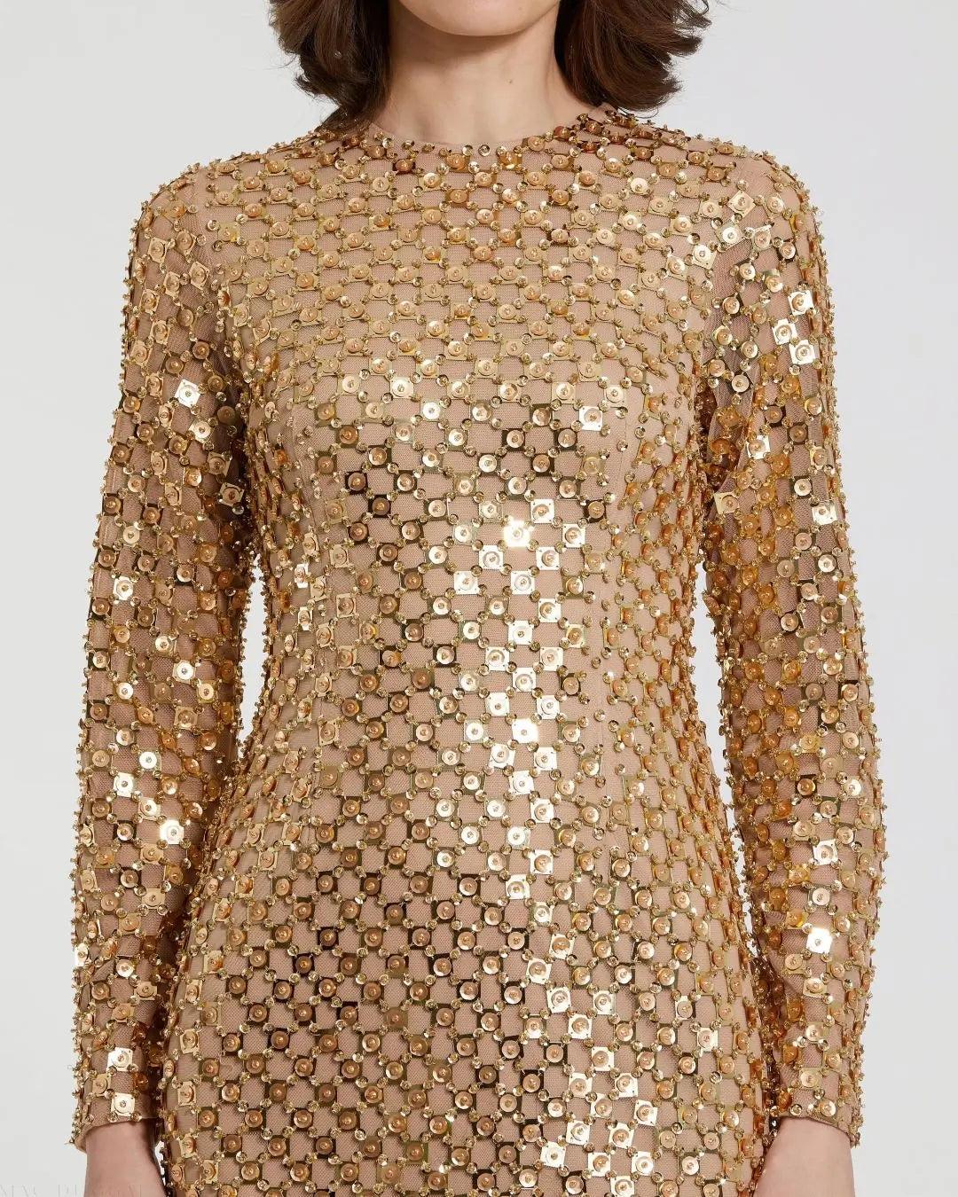 Women's Gold Midi Dress - Gold Sequin